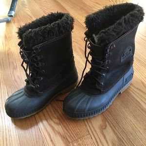 Sorel Girls Winter Boots Size 3 Brown Faux Fur